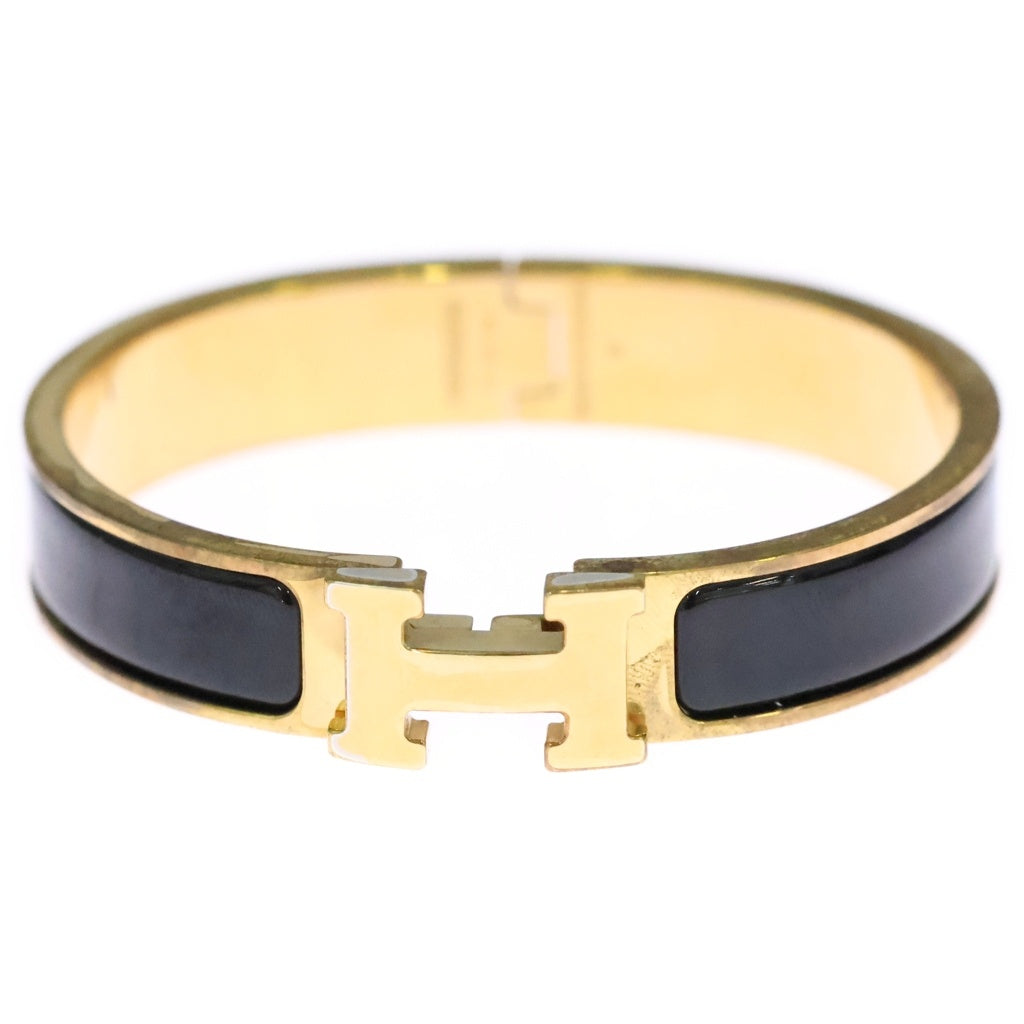 HERMES(エルメス) クリック クラック H PM エナメル ブレスレット バングル ゴールド/ブラック 箱 レディース