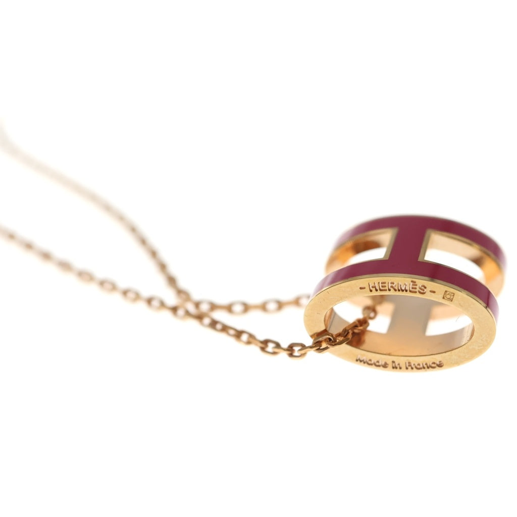 HERMES(エルメス) ポップアッシュ H ロゴ エナメル ネックレス ピンク/ピンクゴールド 箱 レディース