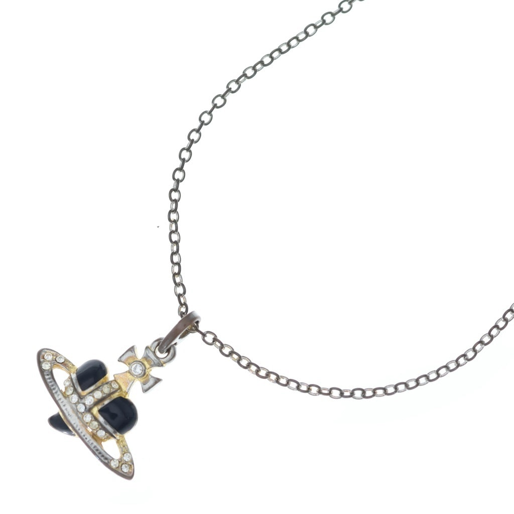 Vivienne Westwood(ヴィヴィアンウエストウッド) ハート オーブ ラインストーン ネックレス ブラック/ゴールド レディース