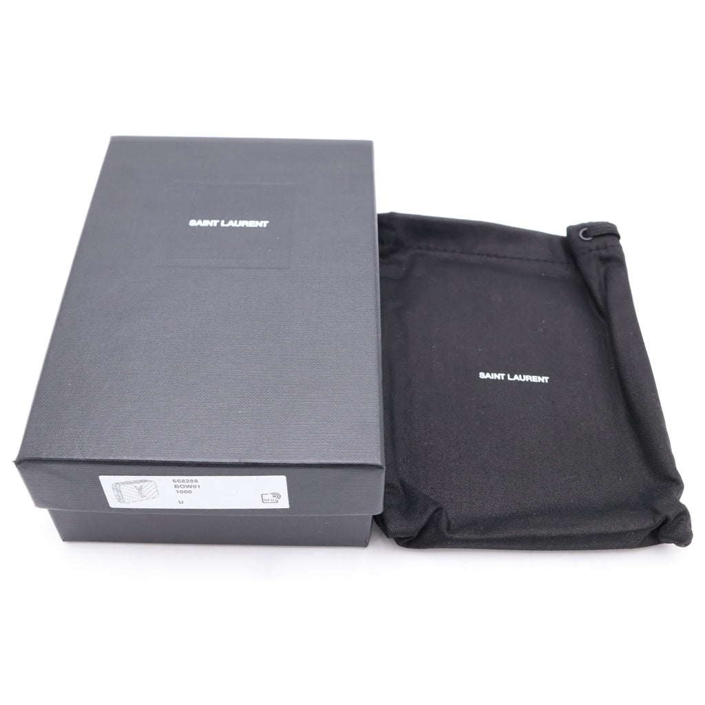 SAINT LAURENT PARIS(サンローランパリ) カサンドラロゴ レザー コンパクトウォレット 二つ折り財布 ゴールド金具 ブラック 668288 668288 レディース