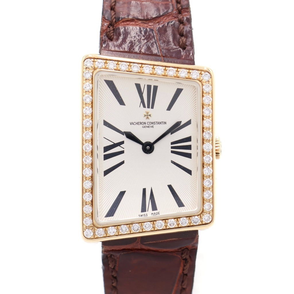 VACHERON CONSTANTIN(バシュロンコンスタンタン) 1972 アシンメトリカル 白文字盤 ダイヤベゼル YG×レザー/QZ クォーツ 25520/000J 腕時計
