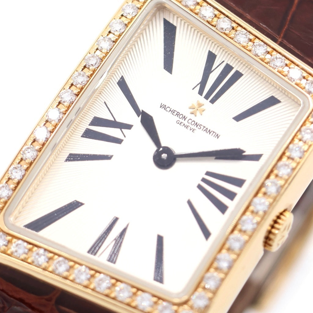 VACHERON CONSTANTIN(バシュロンコンスタンタン) 1972 アシンメトリカル 白文字盤 ダイヤベゼル YG×レザー/QZ クォーツ 25520/000J 腕時計