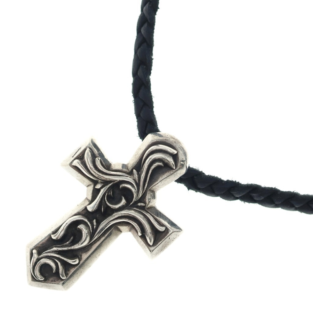 CHROME HEARTS(クロムハーツ) VULCAN CROSS SML LB バルカンクロス スモール レザーブレイド ネックレス シルバー