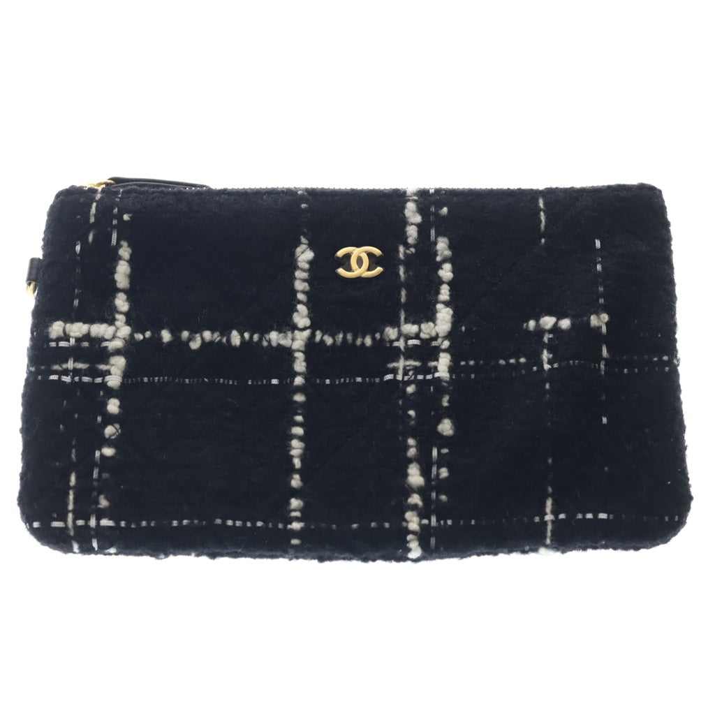 CHANEL(シャネル) シャネル22 ツイード チェーンショルダーバッグ ブラック/マルチカラー ゴールド金具 レディース