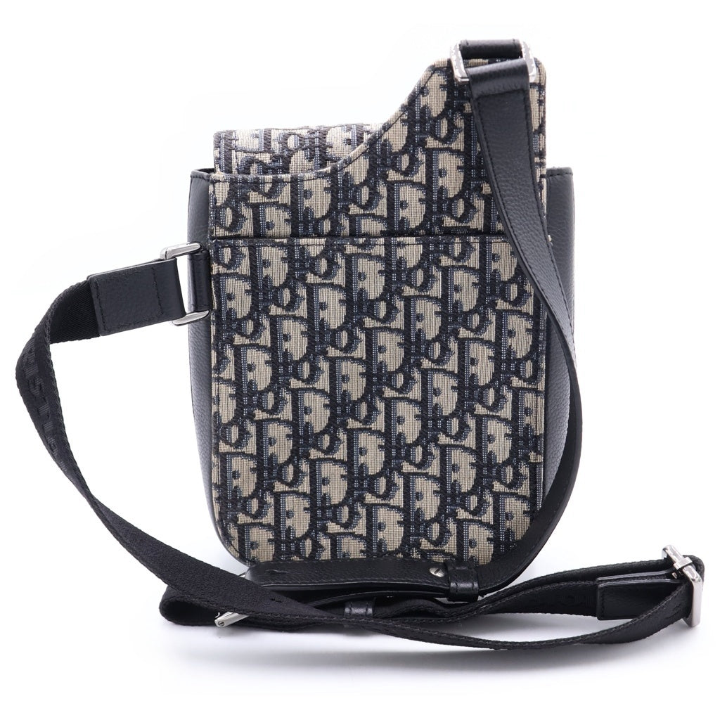 DIOR(ディオール) オブリーク サドル レクタンギュラー クロスボディバッグ ショルダーバッグ ブラック レザー 21-BO-0220 レディース