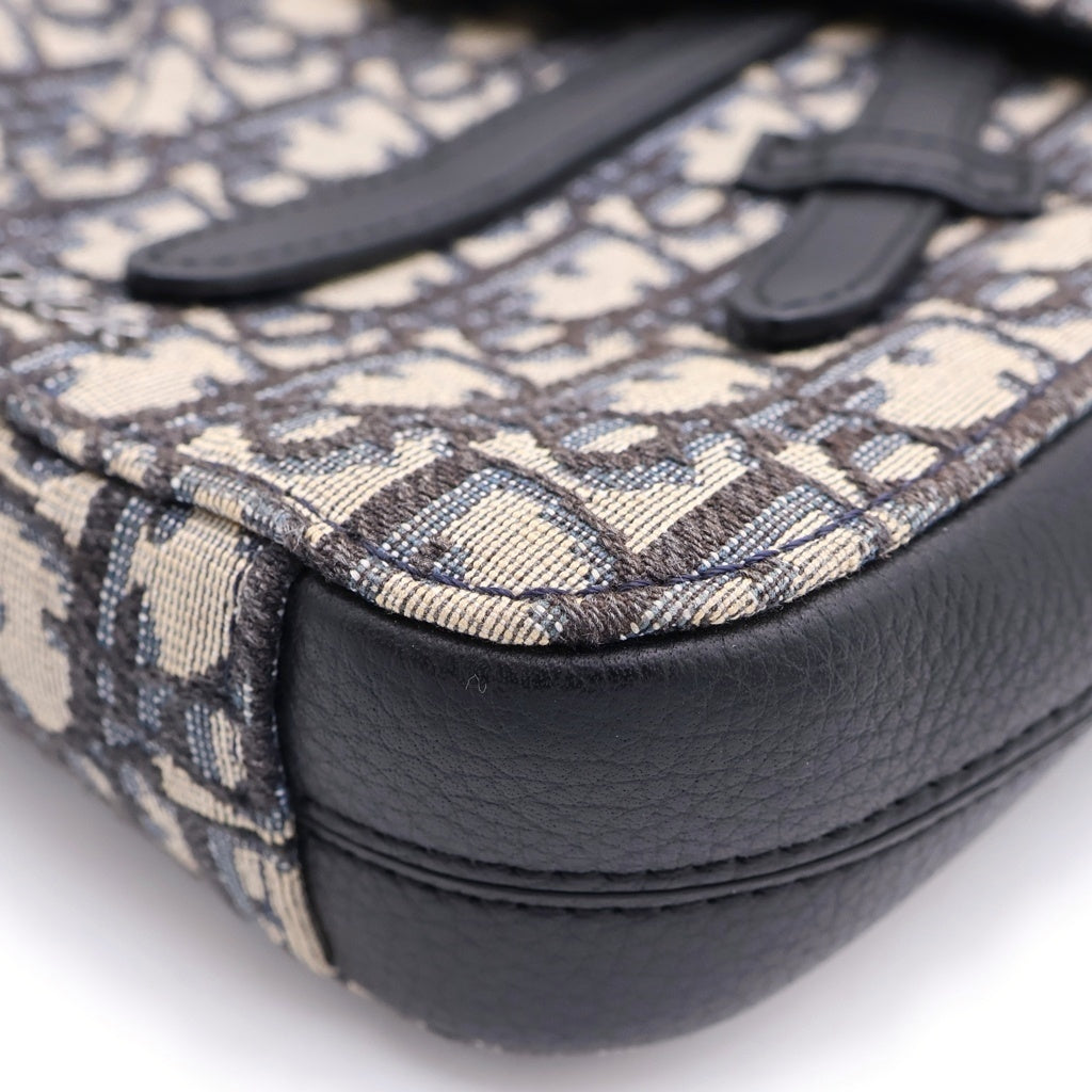 DIOR(ディオール) オブリーク サドル レクタンギュラー クロスボディバッグ ショルダーバッグ ブラック レザー 21-BO-0220 レディース