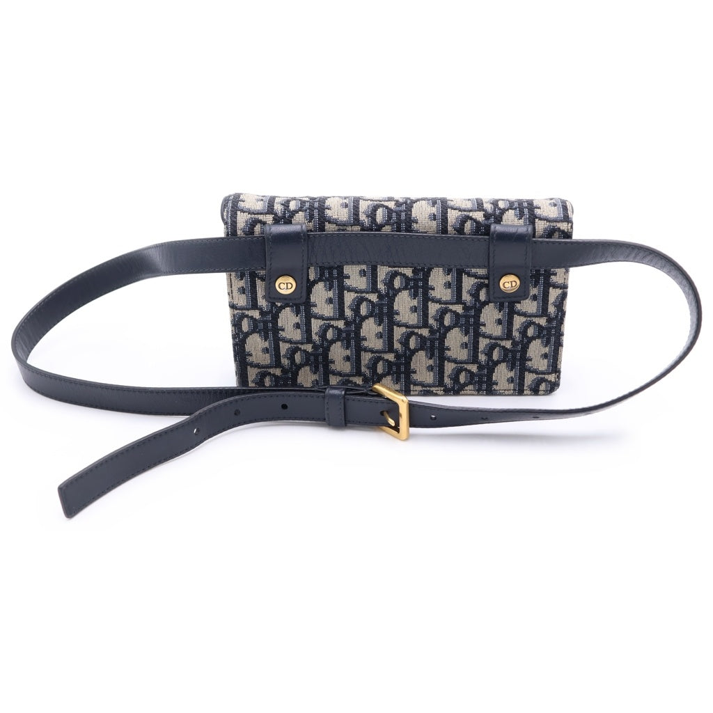 DIOR(ディオール) オブリーク サドル ウエストバッグ ベルトバッグ ブラック レザー レディース