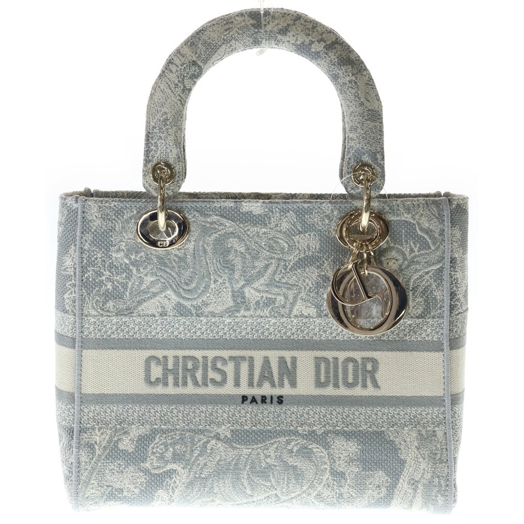 DIOR(ディオール) Lady D-Lite レディディライト ハンドバッグ グレー キャンバス ゴールド金具 レディース