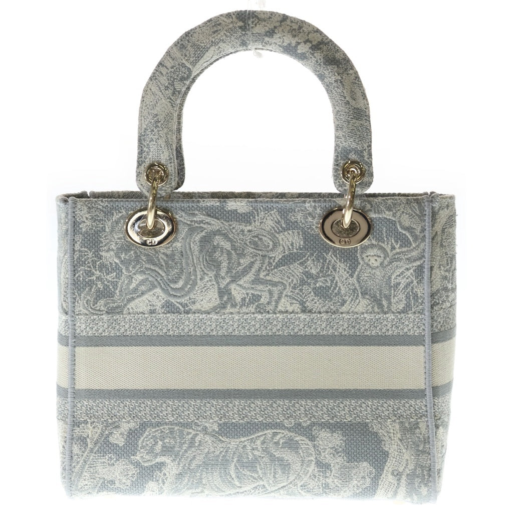 DIOR(ディオール) Lady D-Lite レディディライト ハンドバッグ グレー キャンバス ゴールド金具 レディース