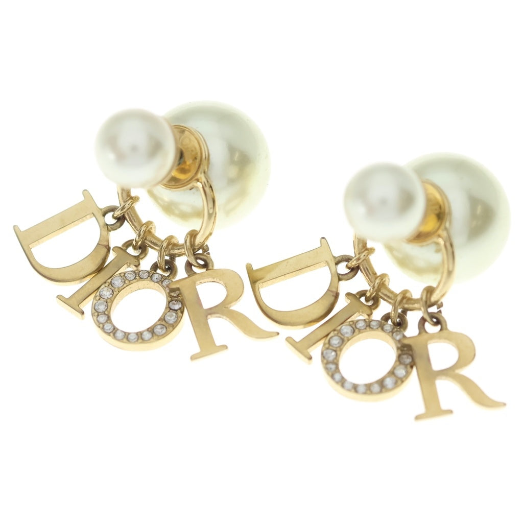DIOR(ディオール) Tribales トライバル ピアス ロゴ パール×ラインストーン ゴールド GP レディース