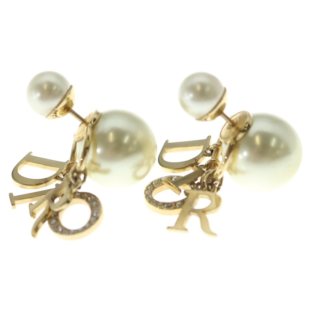 DIOR(ディオール) Tribales トライバル ピアス ロゴ パール×ラインストーン ゴールド GP レディース