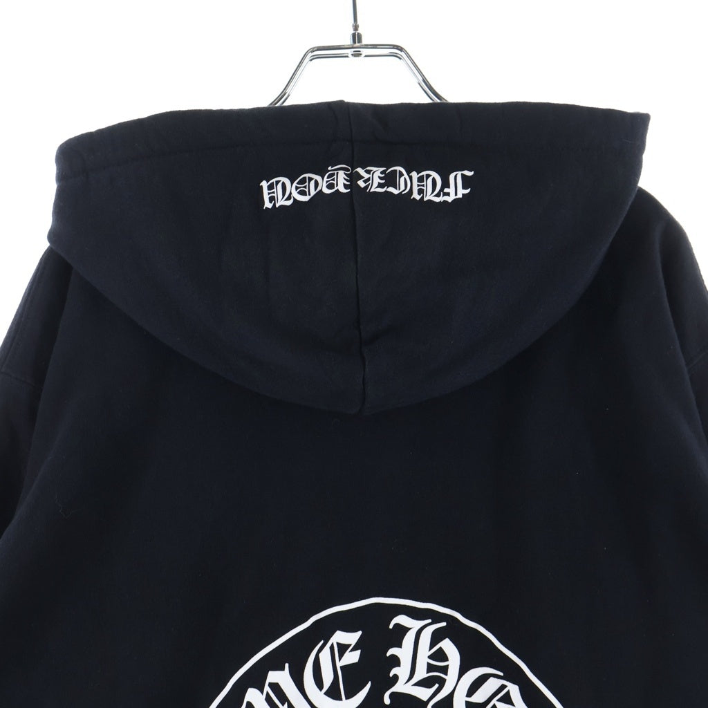 CHROME HEARTS(クロムハーツ) SWTSHRT HD ZIP 裏地サーマル 袖ロゴ ホースシュープリント ダガージップフーディ パーカー ブラック