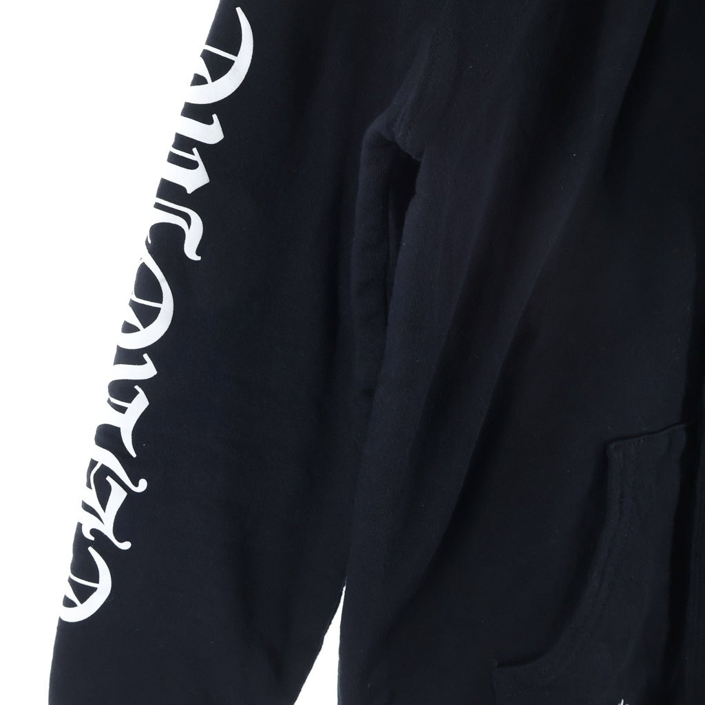 CHROME HEARTS(クロムハーツ) SWTSHRT HD ZIP 裏地サーマル 袖ロゴ ホースシュープリント ダガージップフーディ パーカー ブラック