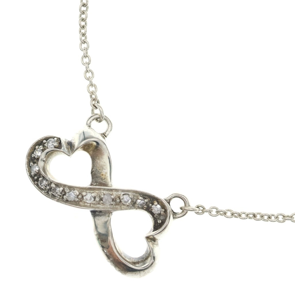 TIFFANY & Co.(ティファニー) ダブルラビングハートネックレス シルバー ラインストーン Ag925 レディース