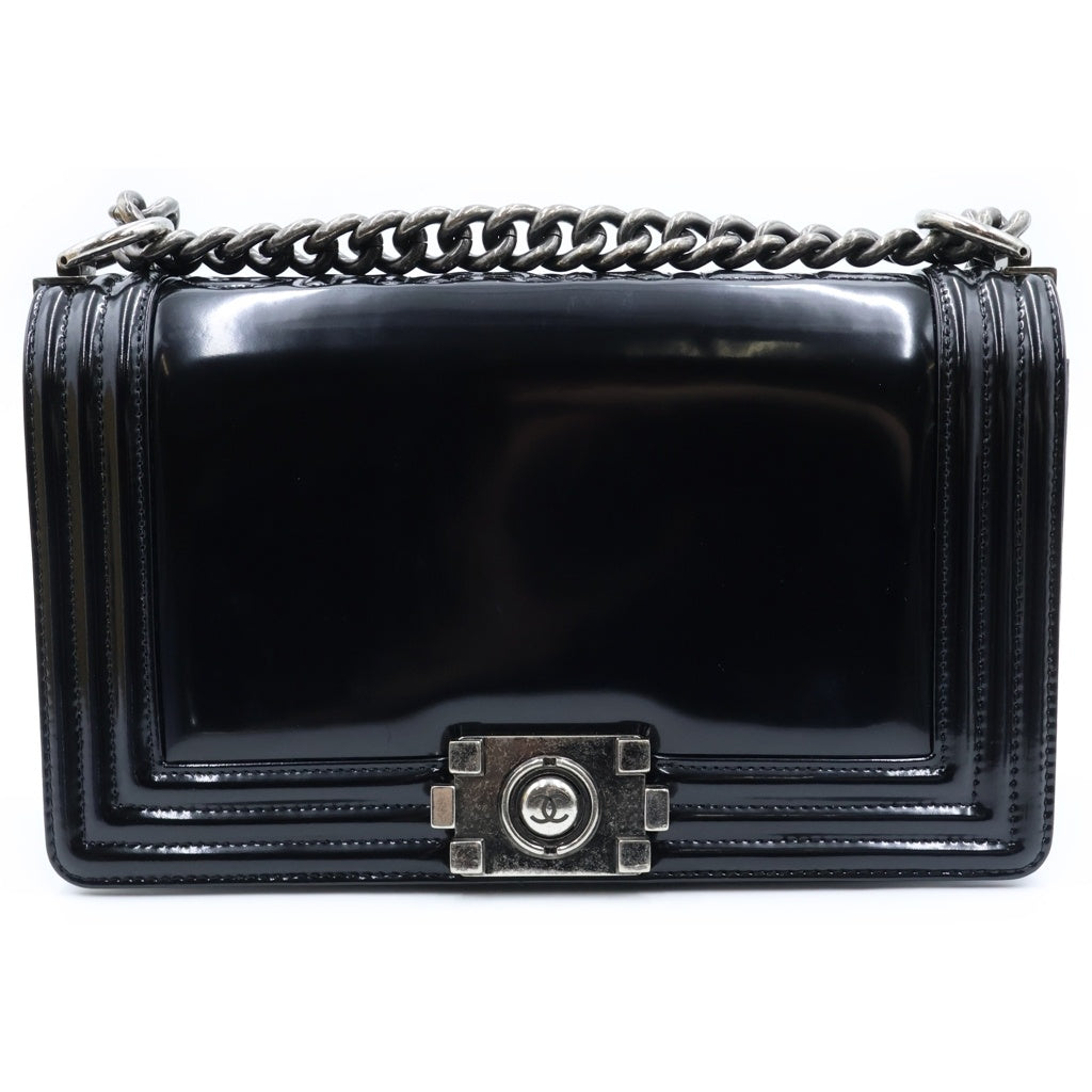 CHANEL(シャネル) ボーイシャネル ショルダーバッグ パテントレザー ブラック シルバー金具 レディース