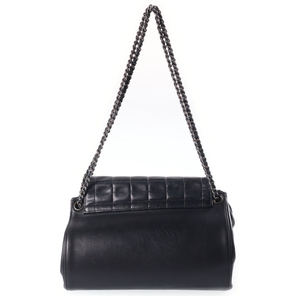 CHANEL(シャネル) チョコバー 2.55 チェーンショルダーバッグ ラムスキン ブラック シルバー金具 レディース