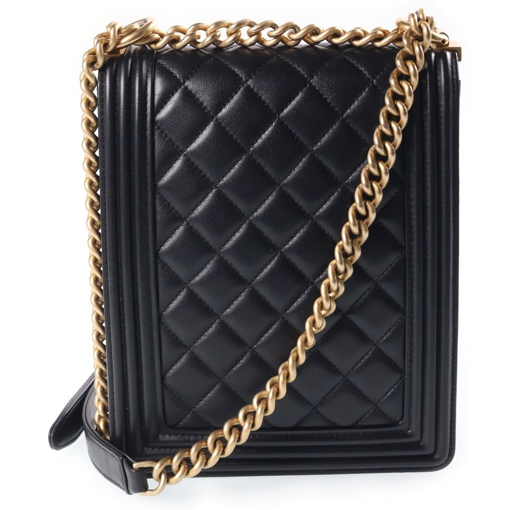 CHANEL(シャネル) ボーイシャネル チェーンショルダーバッグ ラムスキン ブラック ゴールド金具 AS0130 レディース