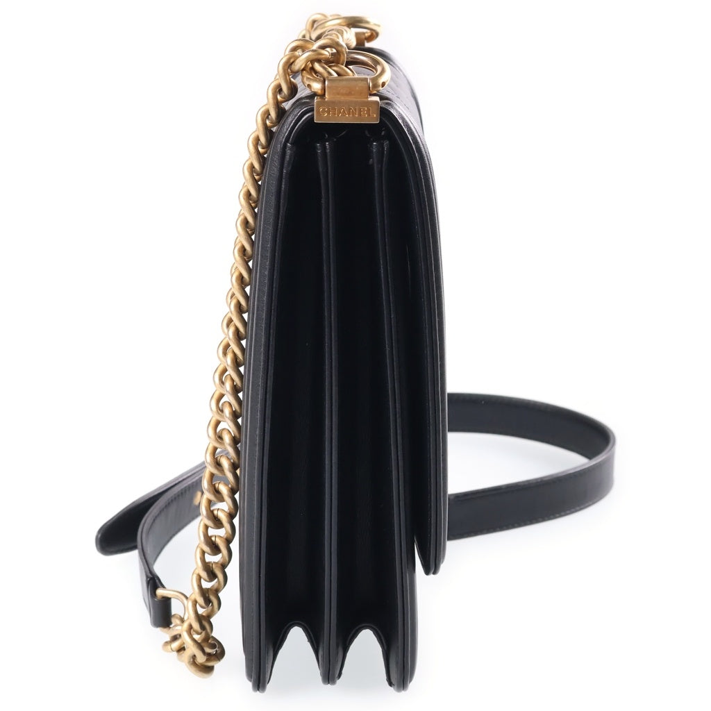 CHANEL(シャネル) ボーイシャネル チェーンショルダーバッグ ラムスキン ブラック ゴールド金具 AS0130 レディース