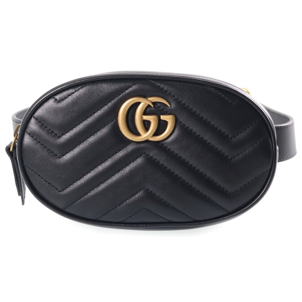 GUCCI(グッチ) GGマーモント ショルダーバッグ ボディバッグ レザー ブラック 476434 レディース
