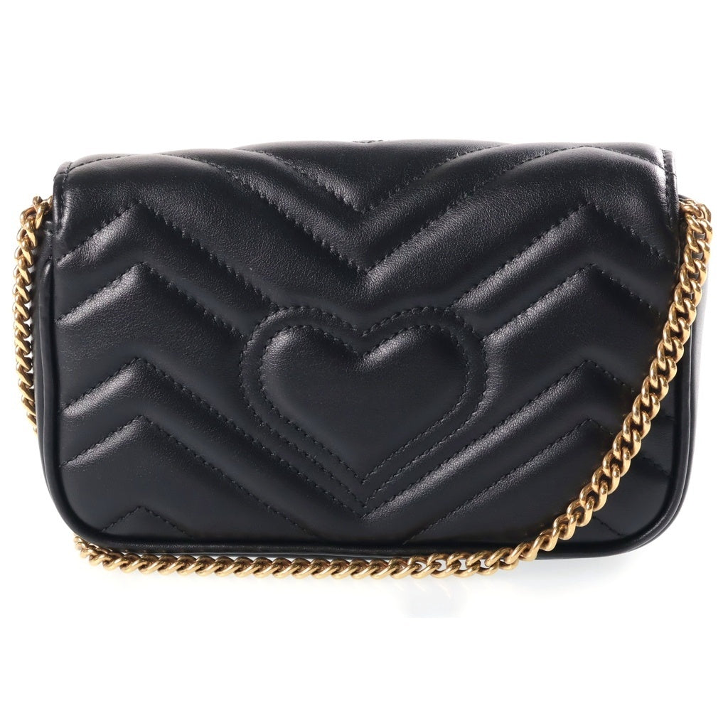 GUCCI(グッチ) GGマーモント チェーンショルダーバッグ レザー ブラック 476433 レディース