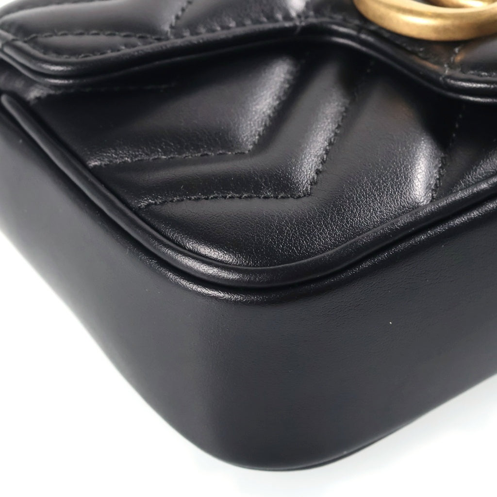 GUCCI(グッチ) GGマーモント チェーンショルダーバッグ レザー ブラック 476433 レディース