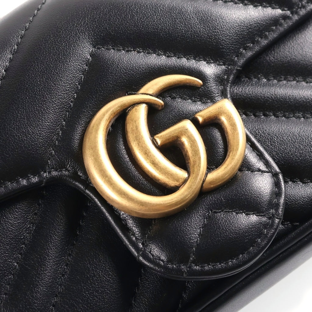 GUCCI(グッチ) GGマーモント チェーンショルダーバッグ レザー ブラック 476433 レディース