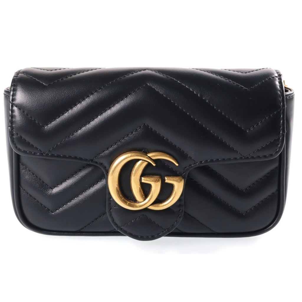GUCCI(グッチ) GGマーモント チェーンショルダーバッグ レザー ブラック 476433 レディース