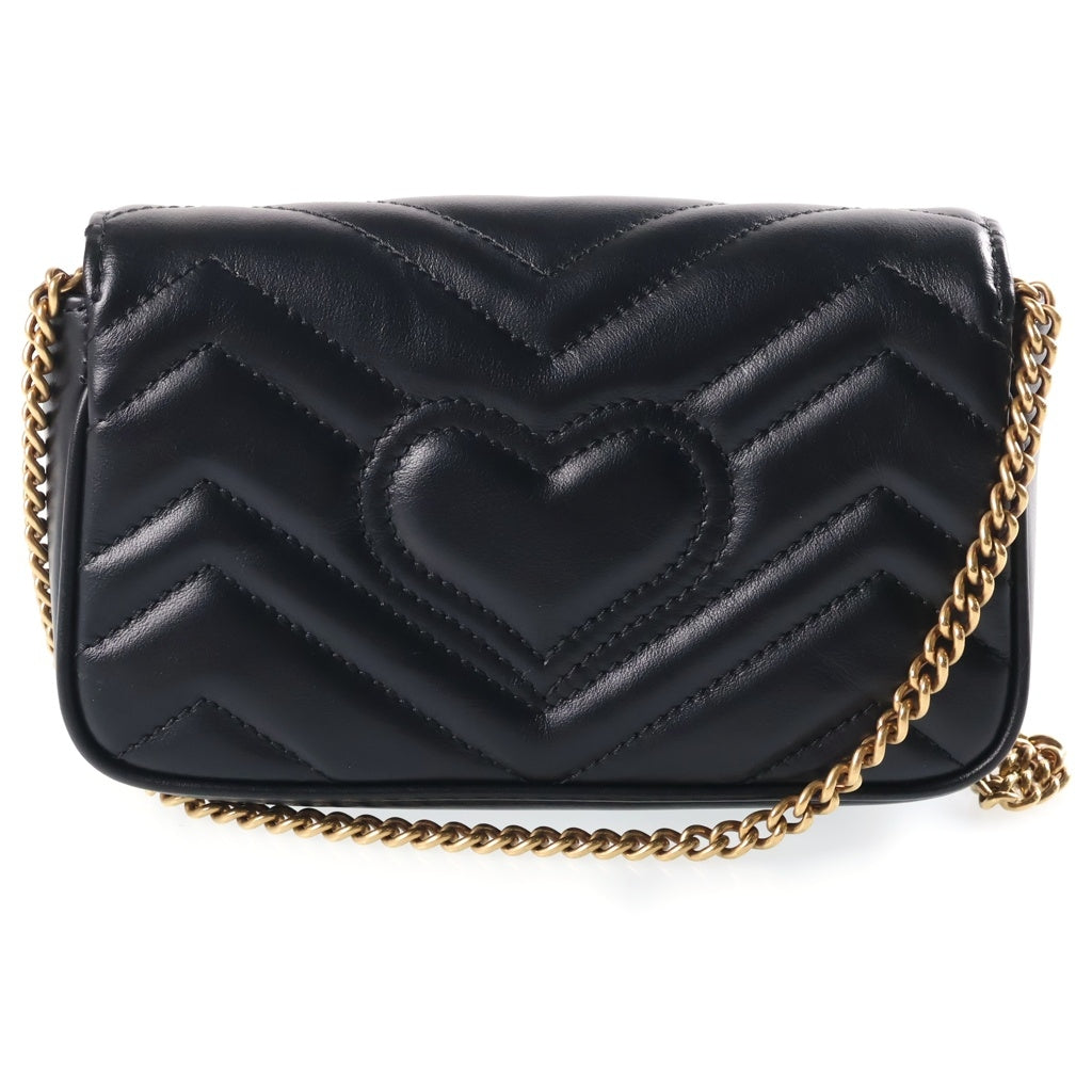 GUCCI(グッチ) GGマーモント チェーンショルダーバッグ レザー ブラック 476433 レディース