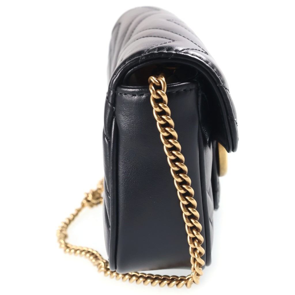 GUCCI(グッチ) GGマーモント チェーンショルダーバッグ レザー ブラック 476433 レディース