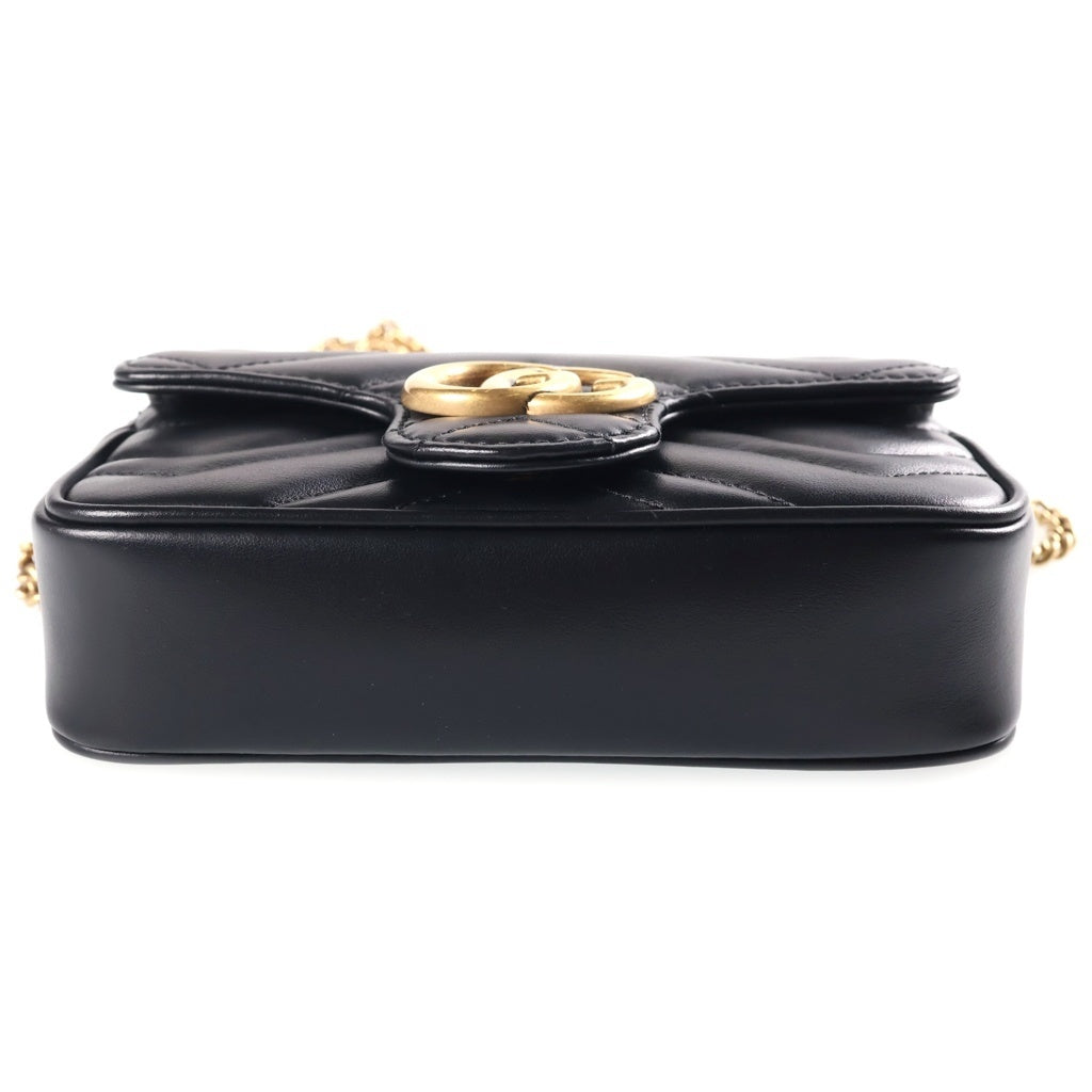 GUCCI(グッチ) GGマーモント チェーンショルダーバッグ レザー ブラック 476433 レディース