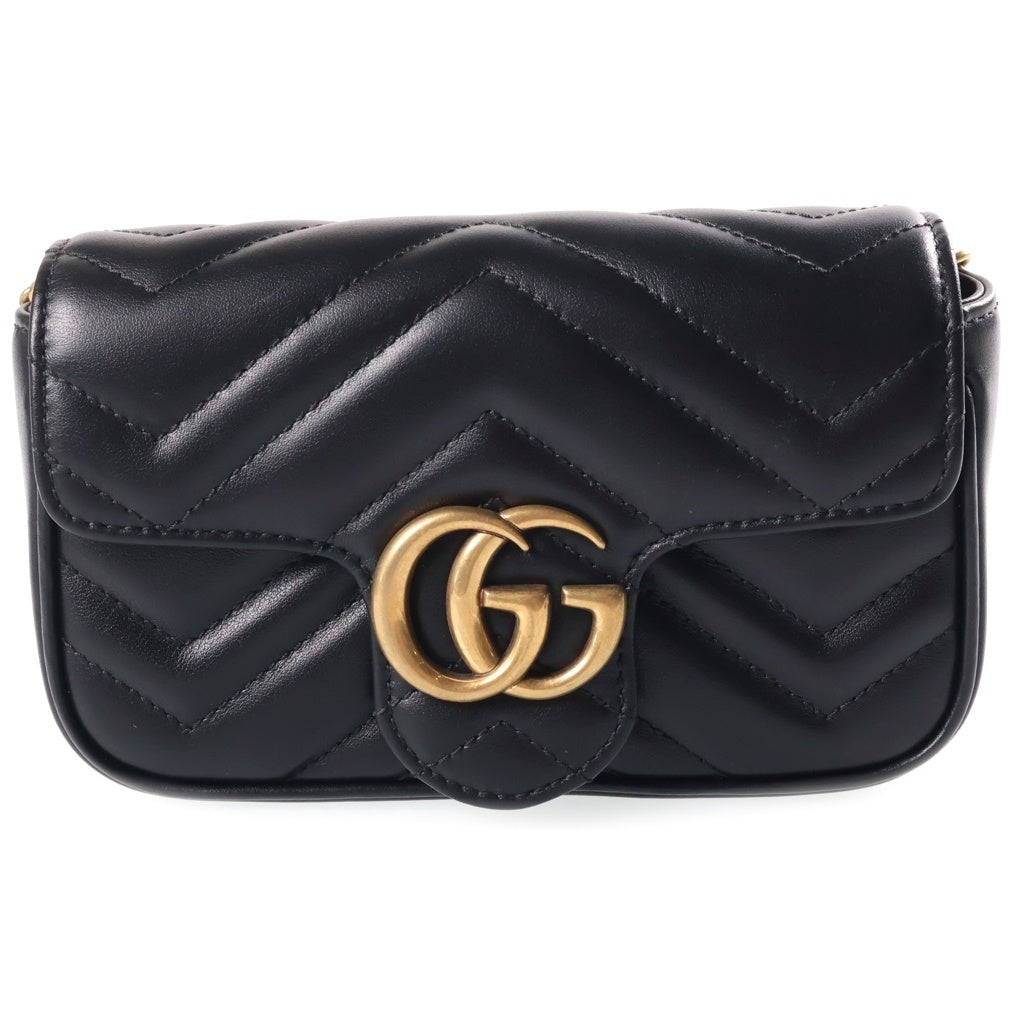 GUCCI(グッチ) GGマーモント チェーンショルダーバッグ レザー ブラック 476433 レディース