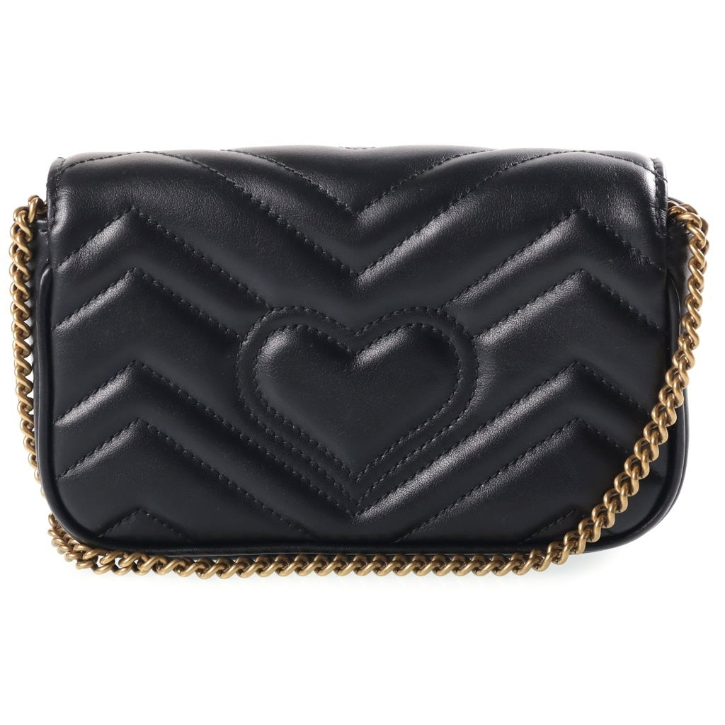 GUCCI(グッチ) GGマーモント チェーンショルダーバッグ レザー ブラック 476433 レディース
