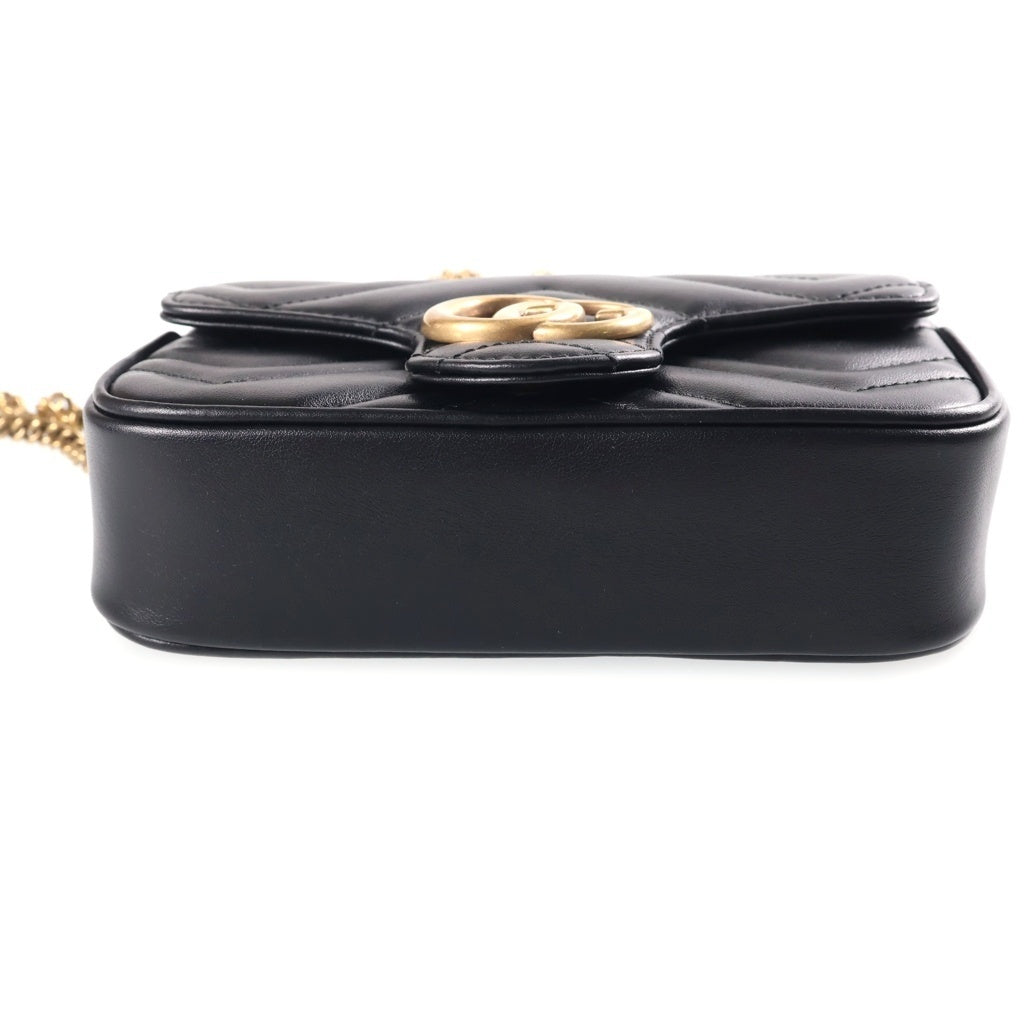 GUCCI(グッチ) GGマーモント チェーンショルダーバッグ レザー ブラック 476433 レディース