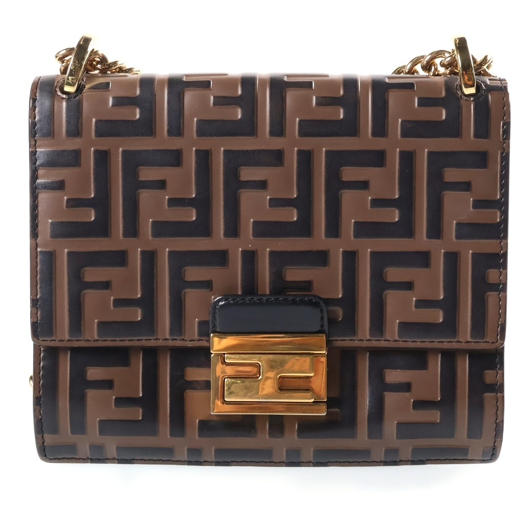 FENDI(フェンディ) ズッカ FFロゴ キャンユー ショルダーバッグ レザー ブラック/ブラウン 8M0417 レディース
