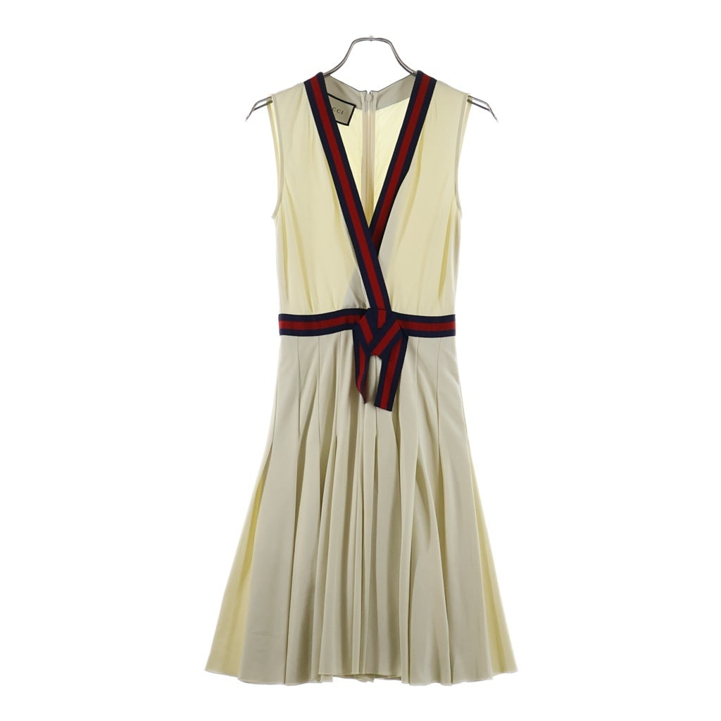 GUCCI(グッチ) シェリーライン ノースリーブ リボンワンピース アイボリー 501485 X7B02 レディース