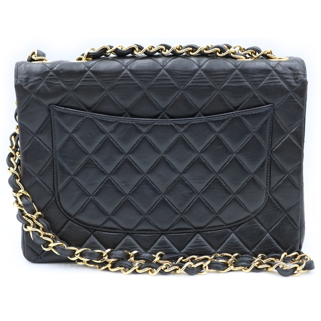 CHANEL(シャネル) マトラッセ30 Sフラップ/Wチェーンショルダーバッグ 黒 ラムスキン GD金具 シール・Gカード 5105827 箱 保 レディース