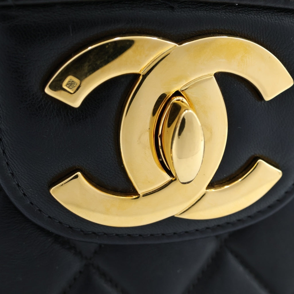CHANEL(シャネル) マトラッセ30 Sフラップ/Wチェーンショルダーバッグ 黒 ラムスキン GD金具 シール・Gカード 5105827 箱 保 レディース