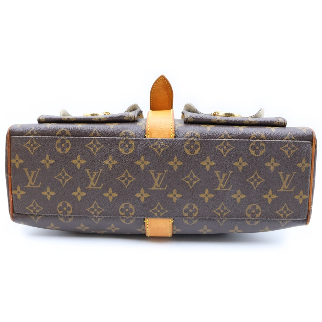 LOUIS VUITTON(ルイヴィトン) モノグラム マンハッタンGM ハンドバッグ ブラウン レザー×PVC M40025 ゴールド金具 レディース