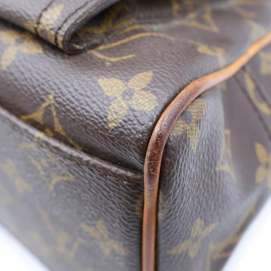 LOUIS VUITTON(ルイヴィトン) モノグラム マンハッタンGM ハンドバッグ ブラウン レザー×PVC M40025 ゴールド金具 レディース