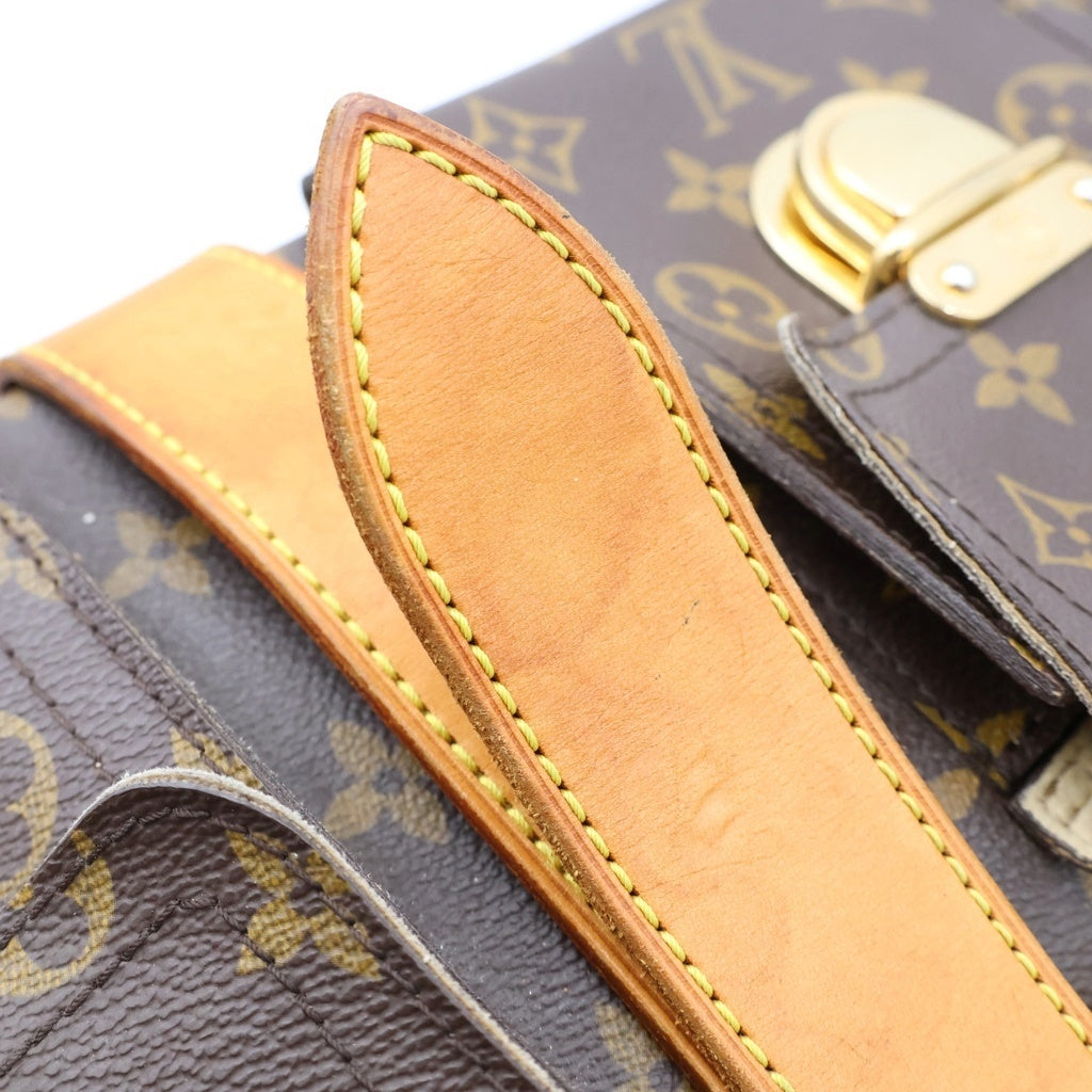LOUIS VUITTON(ルイヴィトン) モノグラム マンハッタンGM ハンドバッグ ブラウン レザー×PVC M40025 ゴールド金具 レディース