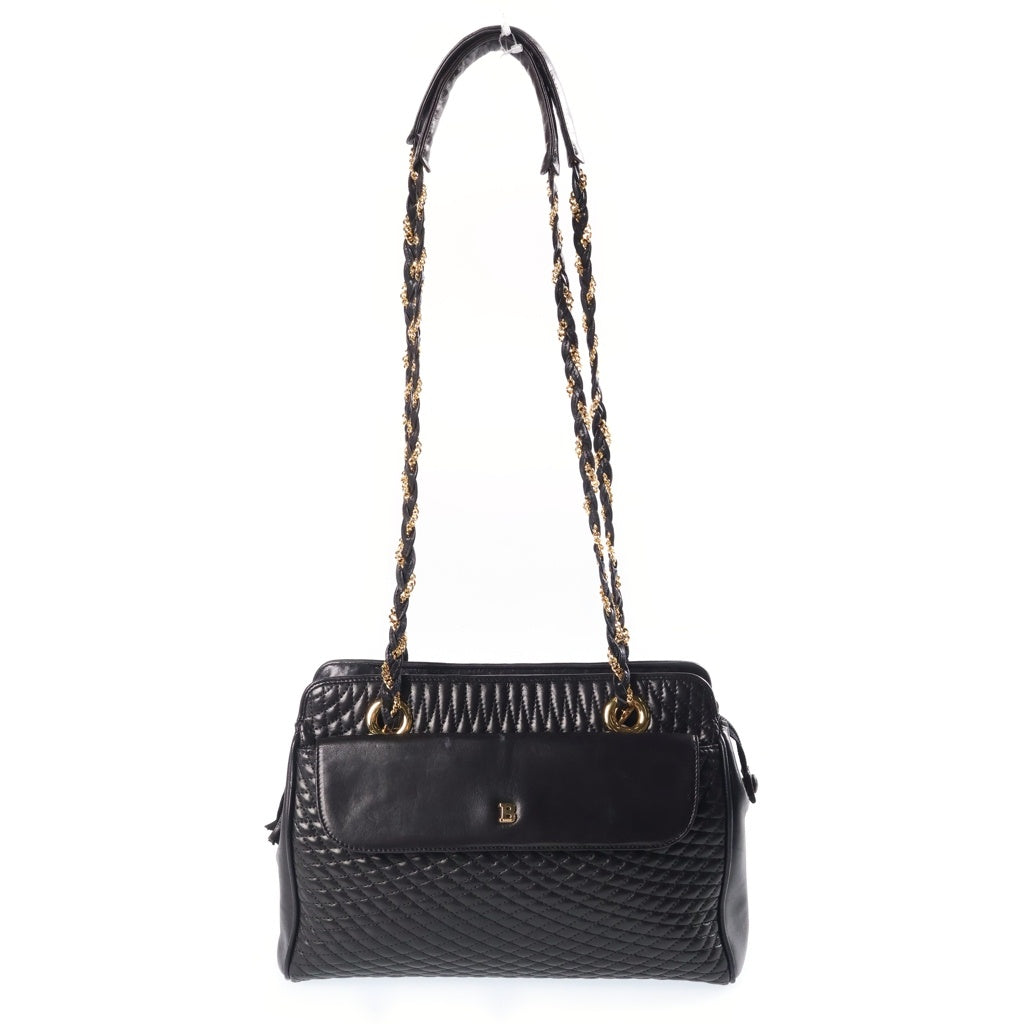 BALLY(バリー) キルティング チェーンショルダーバッグ ブラック レザー レディース