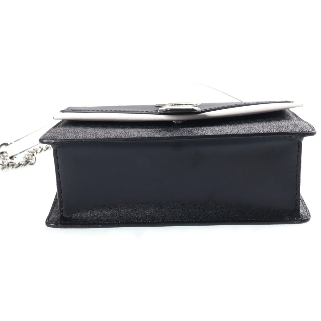 MICHAEL KORS(マイケルコース) MKシグネチャー カラーブロック フラップ クロスボディ スモール ショルダーバッグ PVCレザー ブラック×ホワイト レディース