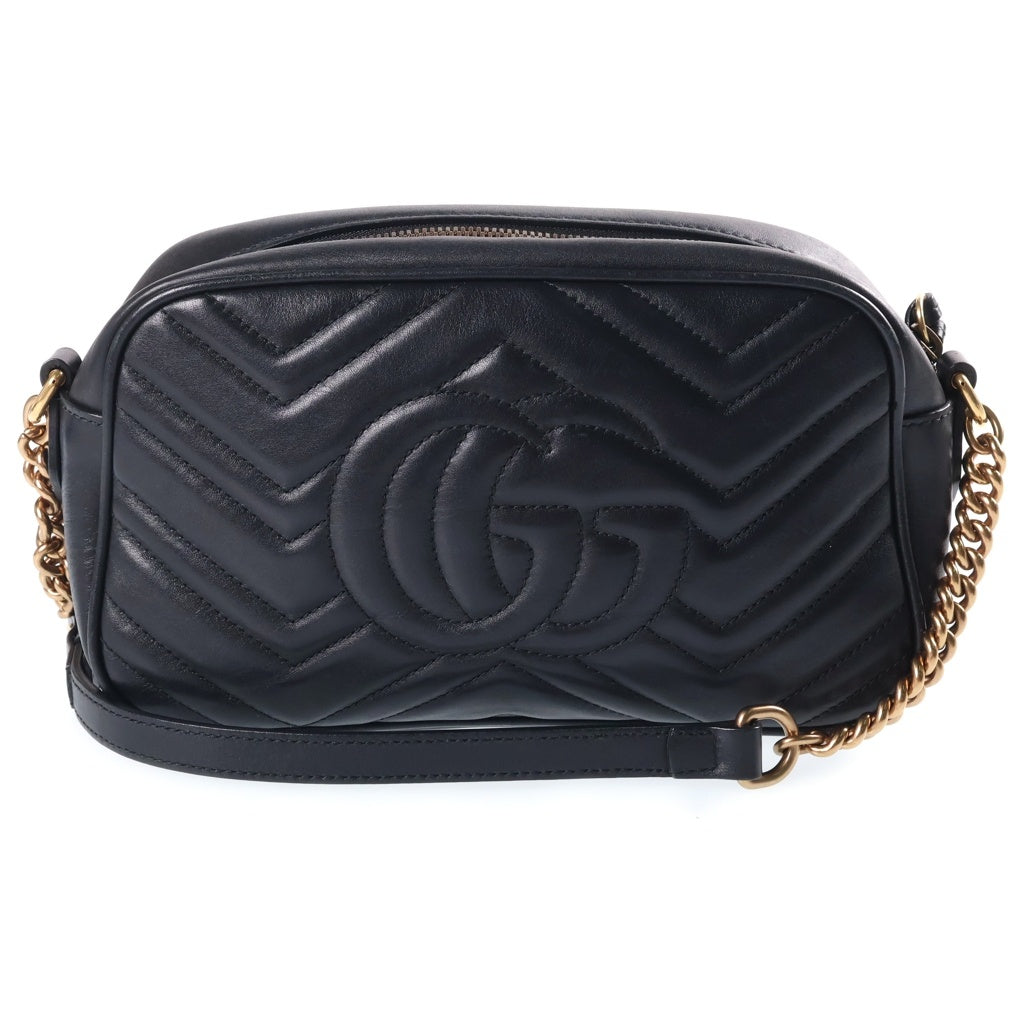 GUCCI(グッチ) GGマーモント チェーン ショルダーバッグ ブラック ゴールド金具 レザー 447632 レディース
