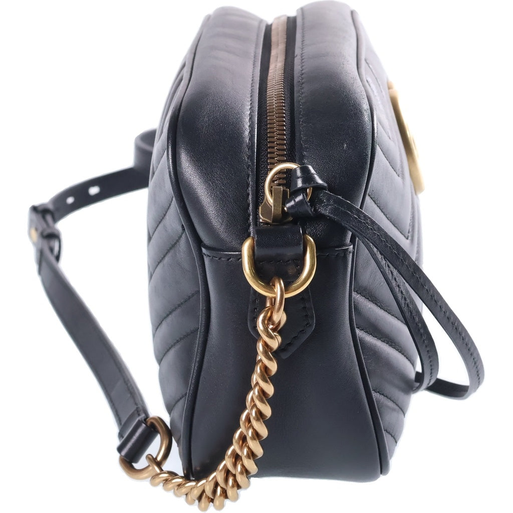 GUCCI(グッチ) GGマーモント チェーン ショルダーバッグ ブラック ゴールド金具 レザー 447632 レディース