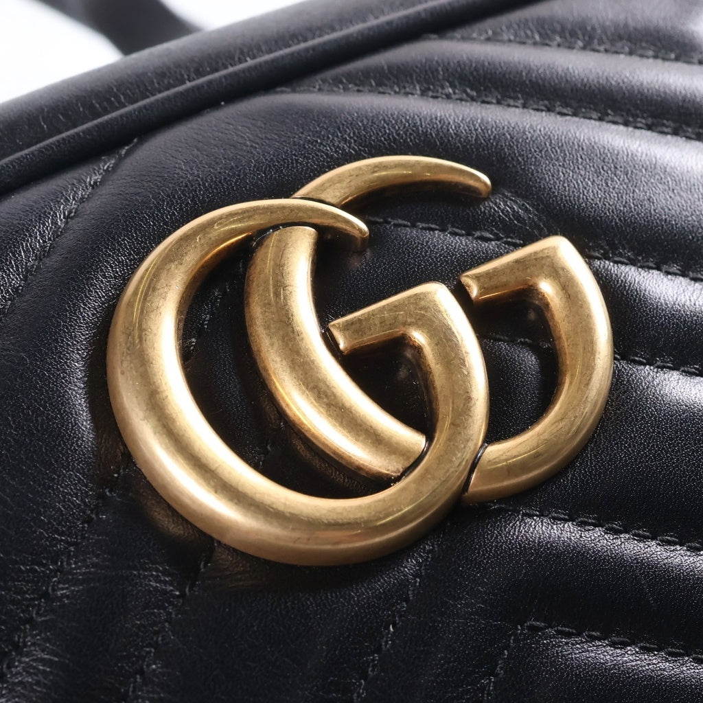 GUCCI(グッチ) GGマーモント チェーン ショルダーバッグ ブラック ゴールド金具 レザー 447632 レディース