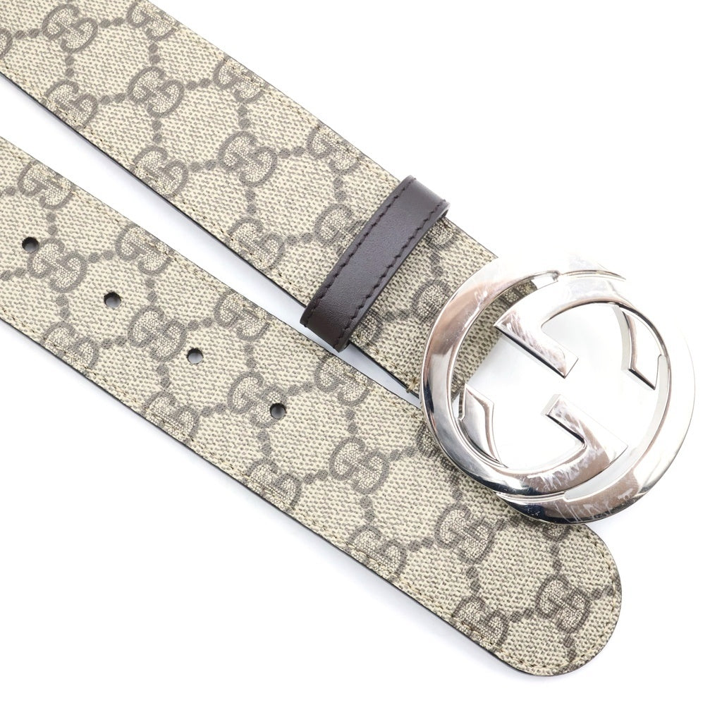 GUCCI(グッチ) GGスプリーム インターロッキング ベルト ベージュ PVCレザー 411924