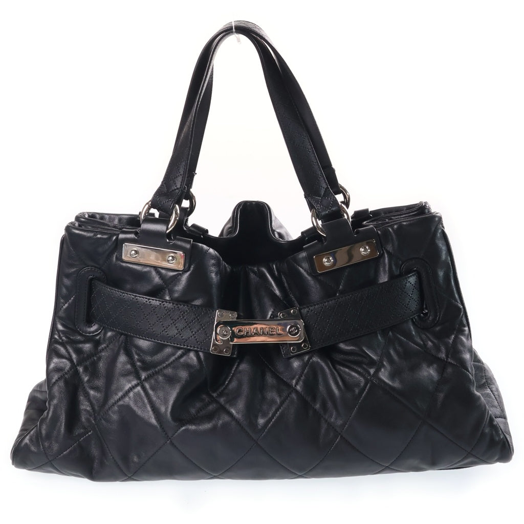 CHANEL(シャネル) パリ ロンドン ドアラッチ トートバッグ ハンドバッグ ラムスキン ブラック シルバー金具 シール付き 12 番台 レディース