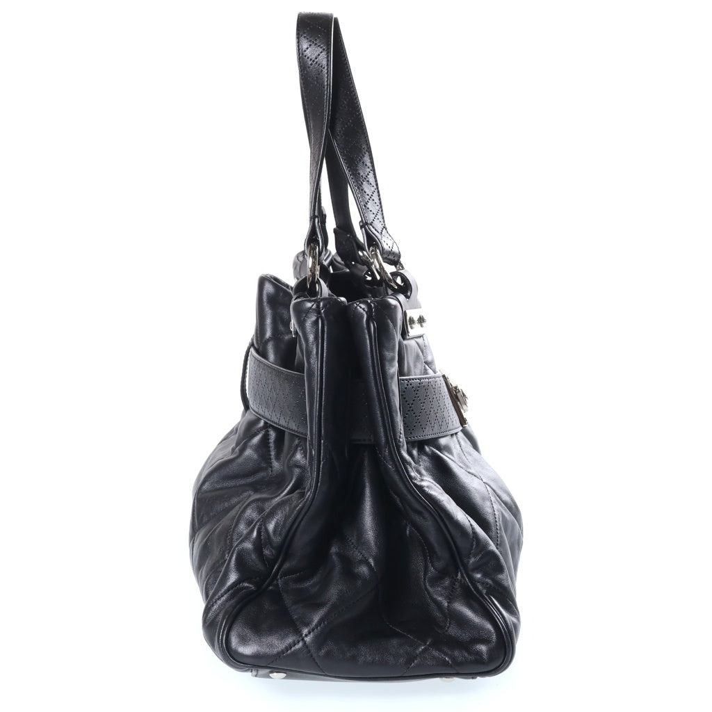 CHANEL(シャネル) パリ ロンドン ドアラッチ トートバッグ ハンドバッグ ラムスキン ブラック シルバー金具 シール付き 12 番台 レディース