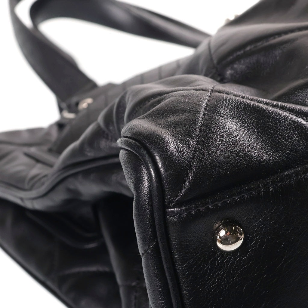 CHANEL(シャネル) パリ ロンドン ドアラッチ トートバッグ ハンドバッグ ラムスキン ブラック シルバー金具 シール付き 12 番台 レディース