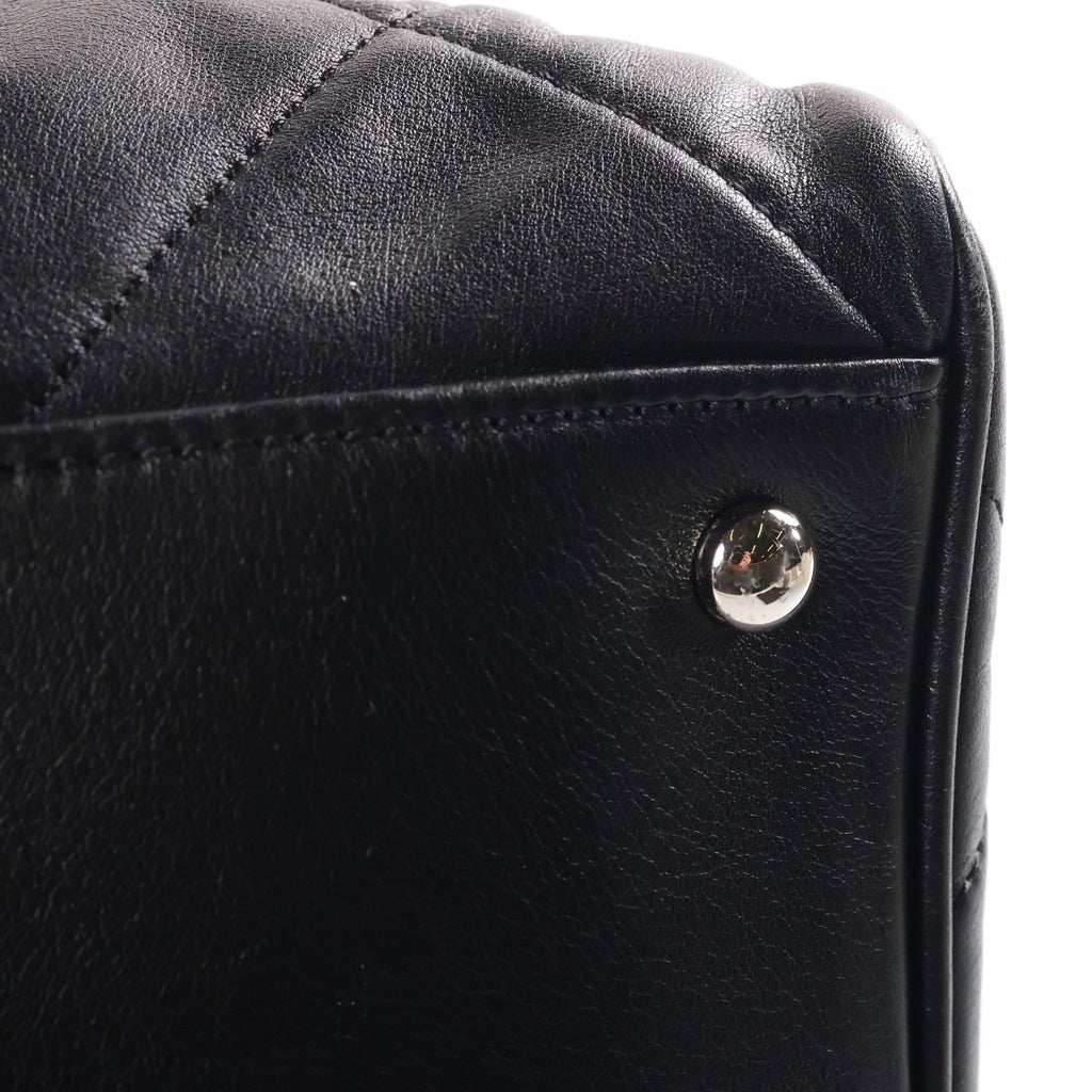 CHANEL(シャネル) パリ ロンドン ドアラッチ トートバッグ ハンドバッグ ラムスキン ブラック シルバー金具 シール付き 12 番台 レディース